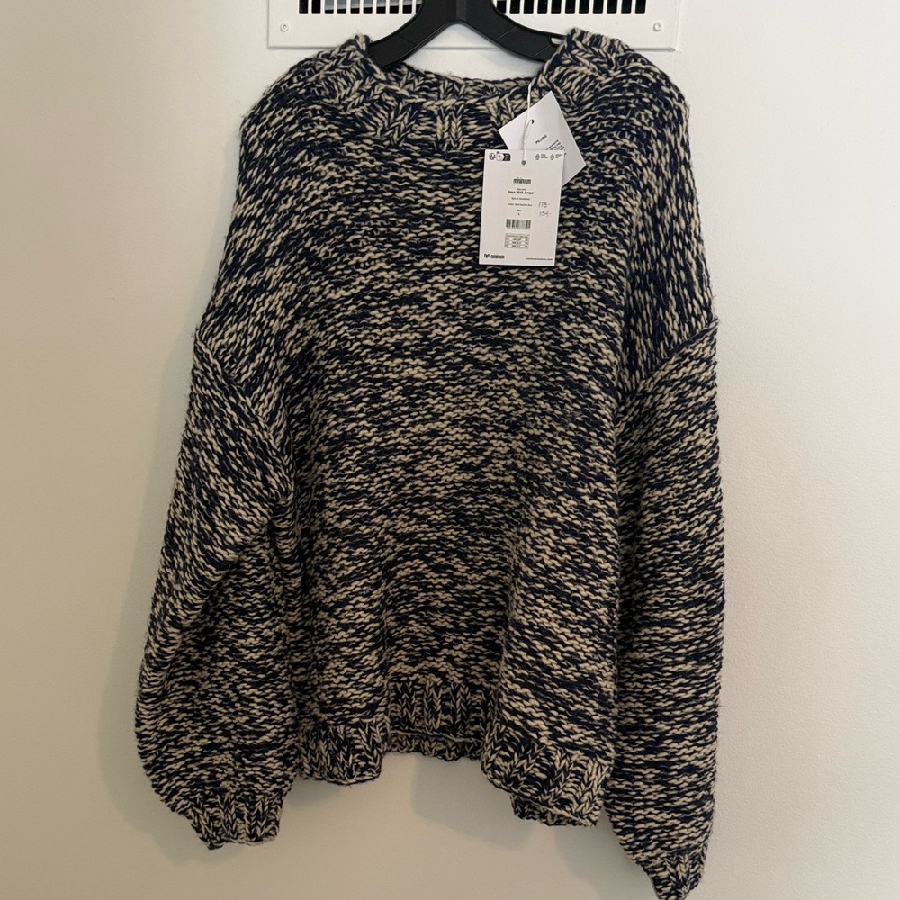 Minimum Navy and Cream Knit Sweater